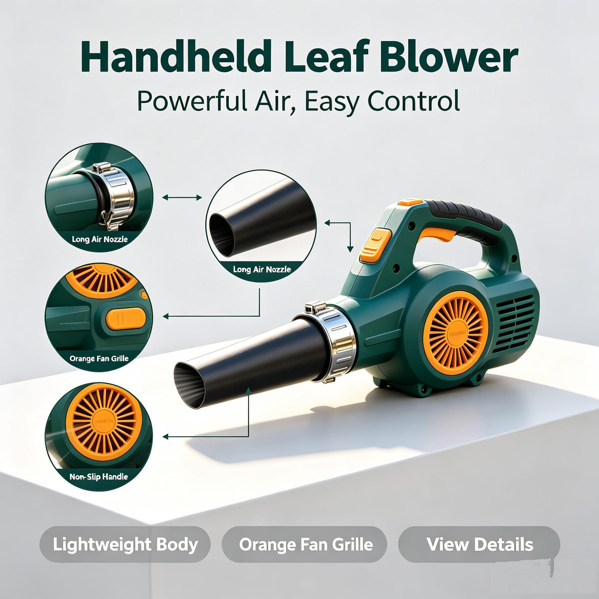 🌳HUMMERRS Handheld Leaf Blower, Lightweight Electric Leaf Blower with Strong Air Flow, Comfort Grip and 360° Rotatable Nozzle, Ideal for Garden Cleaning, Leaf Removal & Outdoor Yard Care