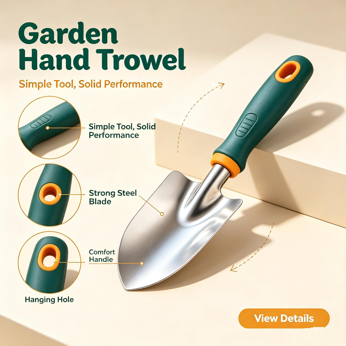 🌸HUMMERRS Garden Hand Trowel, Stainless Steel Garden Shovel with Ergonomic Comfort Grip Handle, Heavy-Duty Small Gardening Trowel for Digging, Transplanting, Weeding & Potting Plants