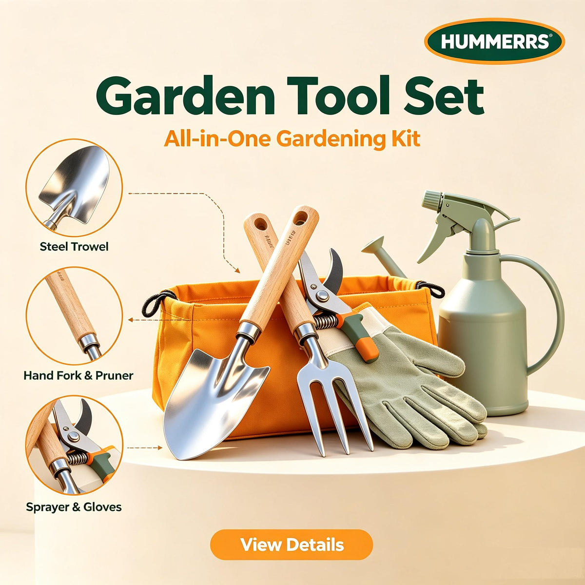 🌿HUMMERRS Garden Tool Set, Stainless Steel Gardening Kit Gardening Hand Tools for Planting, Digging and Weeding