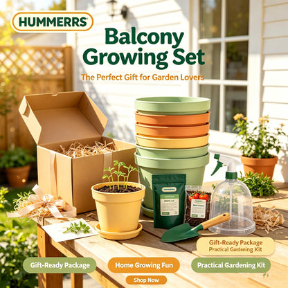🌹HUMMERRS Balcony Growing Set,Indoor Outdoor Vegetable & Herb Gardening Kit