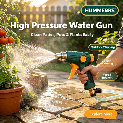 HUMMERRS High Pressure Water Gun, Adjustable Garden Hose Nozzle with 8 Spray Modes, Comfort Grip and Leak-Proof Connector, Heavy Duty Water Sprayer for Watering Plants, Cleaning and Outdoor Use