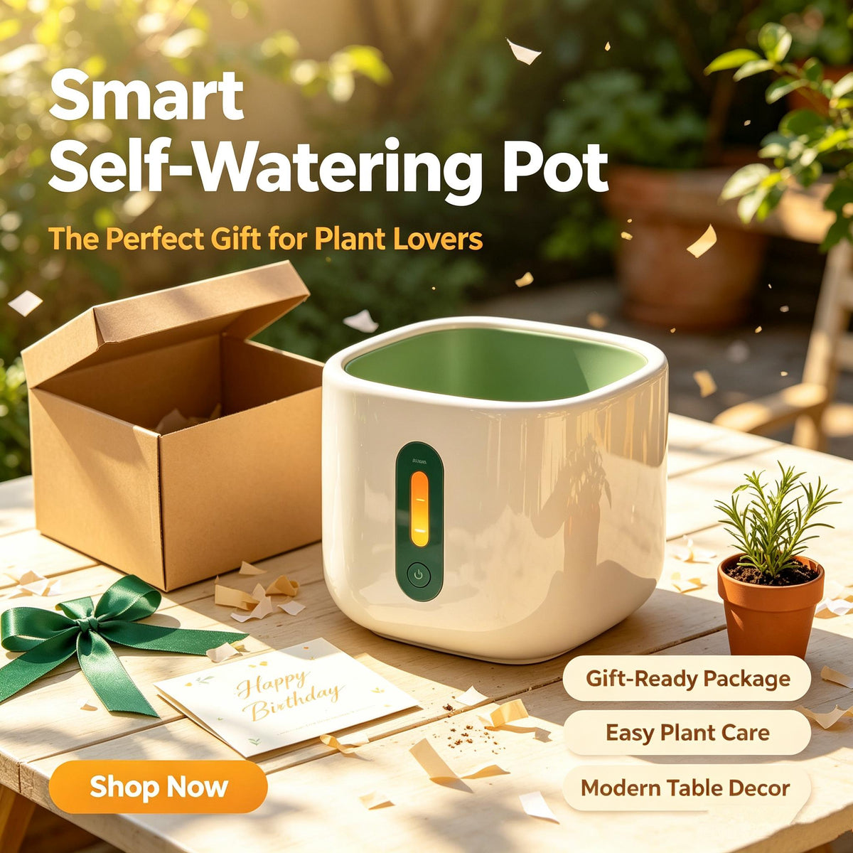 🌿HUMMERRS Smart Self‑Watering Pot, Automatic Plant Planter with Water Level Indicator, Indoor Decorative Flower Pot for Home, Office Potted Herbs & Houseplants