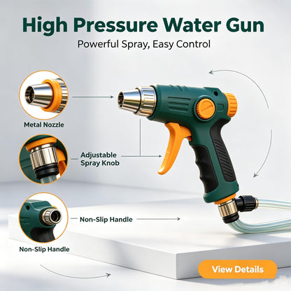 HUMMERRS High Pressure Water Gun, Adjustable Garden Hose Nozzle with 8 Spray Modes, Comfort Grip and Leak-Proof Connector, Heavy Duty Water Sprayer for Watering Plants, Cleaning and Outdoor Use