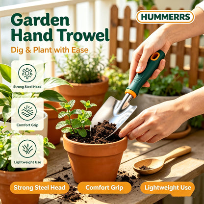 🌸HUMMERRS Garden Hand Trowel, Stainless Steel Garden Shovel with Ergonomic Comfort Grip Handle, Heavy-Duty Small Gardening Trowel for Digging, Transplanting, Weeding & Potting Plants