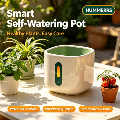 🌿HUMMERRS Smart Self‑Watering Pot, Automatic Plant Planter with Water Level Indicator, Indoor Decorative Flower Pot for Home, Office Potted Herbs & Houseplants